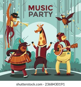 Cute Whimsical Music Forest Animal Birthday Party, that it is not AI generated