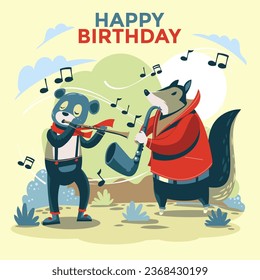 Cute Whimsical Music Forest Animal Birthday Party, that it is not AI generated