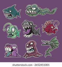 A cute and whimsical "Sea Baby Monster" vector illustration, perfect for children's products, storybooks, nursery decor, games, or educational content. This playful marine creature features soft color