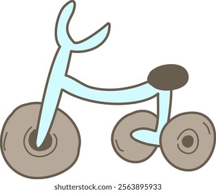 Cute whimsical sketch of a children's bicycle. Vector Illustration.