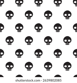 Cute Whimsical Skull Creeps Cartoon Vector Pattern can be use for background and apparel design