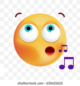 Cute Whisteling Emoticon on White Background . Isolated Vector Illustration 