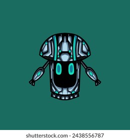 Cute white Ai robot character vector