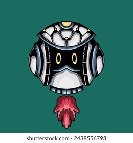 Cute white Ai robot character vector