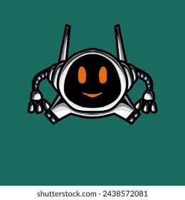 Cute white Ai robot character vector