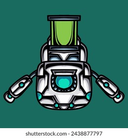 Cute white Ai robot character vector