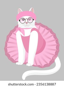 Cute White Barbie Kitten in Pink Ballet Outfit: A Pink-tastic Charm