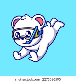 Cute white bear cartoon icon illustration. funny character for stickers and business