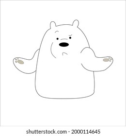 Cute white bear character is mocking and expressionless