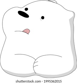 Cute White Bear Character Is Sitting And Living In A Cold And Snowy Place