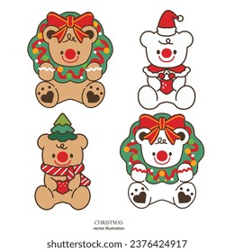 Cute white bear at Christmas
