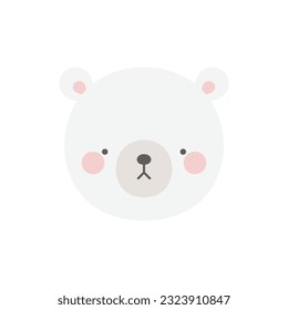 cute white bear face illustration vector white background