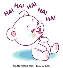 Cute white bear laughing out loud