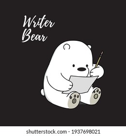 Cute white bear writing letter