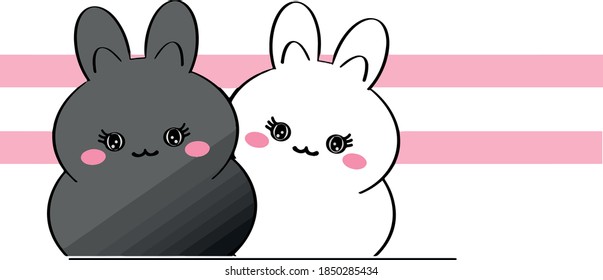 
Cute white and black bunny yin and yang power