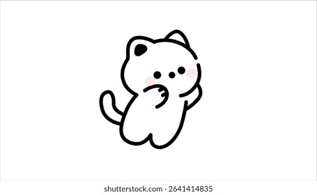 cute white blushing cat design isolated on white background