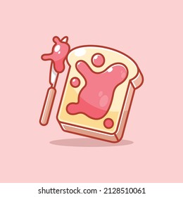 Cute white bread with strawberry jam