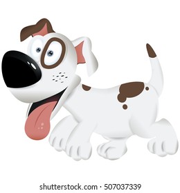 Cute white and brown dog - vector illustration