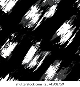 Cute white brush watercolor seamless pattern on black background with color brush strokes. watercolor background. Watercolor print in rustic vintage style, textile or wallpapers.