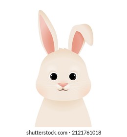 Cute white bunny baby shower illustration, easter rabbit character