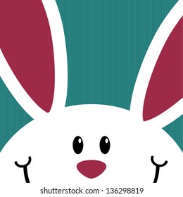 Cute white bunny card, celebration concept, vector illustration