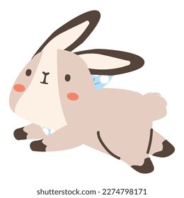 Cute white bunny cartoon flat sign