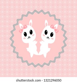 Cute White Bunny Design Background Card Cover
