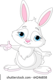 Cute white bunny pointing for Chinese  new year