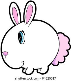 Cute White Bunny Rabbit Animal Vector Illustration Art