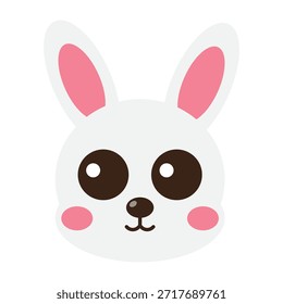 Icono blanco lindo de la historieta de la cara del conejo del conejo aislado en fondo transparente.