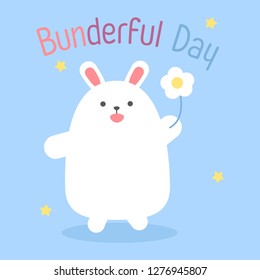 Cute white bunny of square gift tag, card, postcard,Happy valentines day