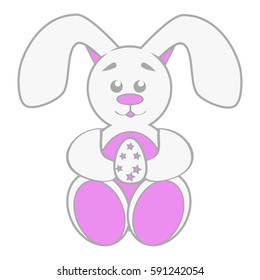 Cute white Bunny. Vector illustration for easter cards, baby textile, poster, banner design
