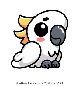 Cute White Cartoon Cockatoo Bird Clip Art Illustration