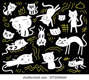 cute white cat action draw