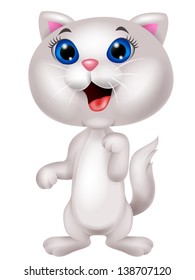 Cute white cat cartoon