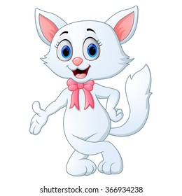 Cute white cat cartoon