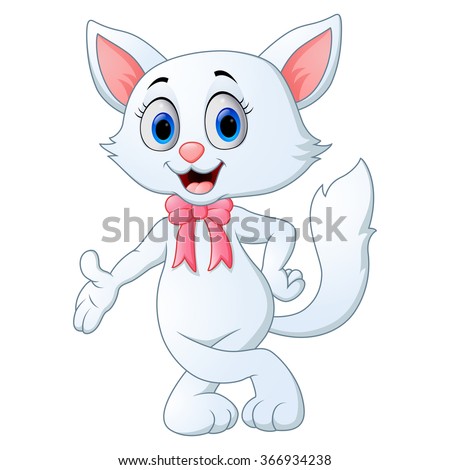 Cute white cat cartoon