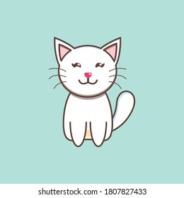 cute white cat cartoon vector illustration