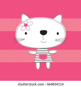 cute white cat cartoon vector illustration