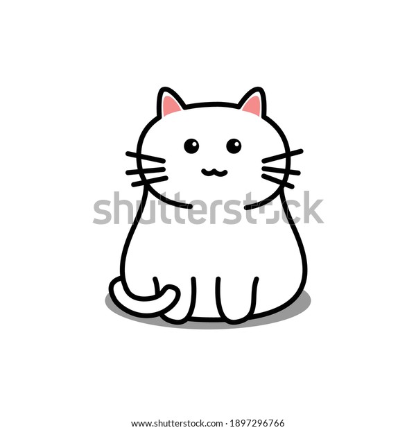 Cute White Cat Cartoon Vector Illustration Stock Vector Royalty Free 1897296766 Shutterstock 1172