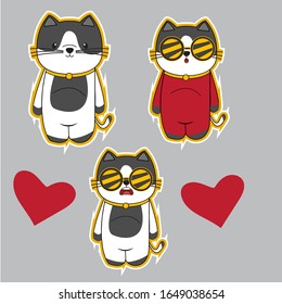 cute white cat characters, isolated on a gray background