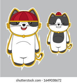 personajes lindos de gatos blancos, aislados en un fondo gris