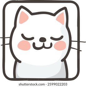 Cute white cat emoji with calm expression