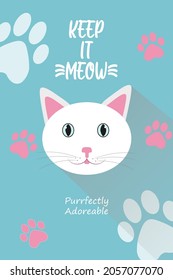 Cartel de diseño plano de gato blanco