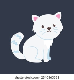 Gato blanco lindo en diseño de Vector plano.