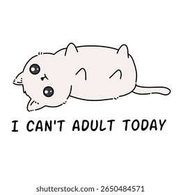 Cute white cat with funny quote cartoon characters 