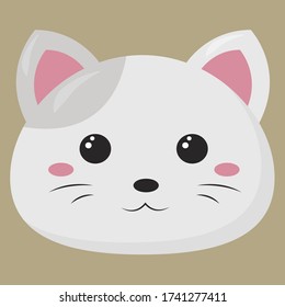 Cute white cat , illustration, vector on white background