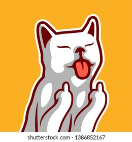 
Cute white cat kitten being upset - Vector