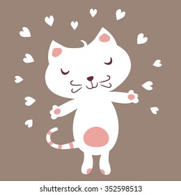 Cute White Cat in love.