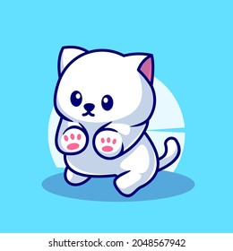 cute white cat mascot character illustration vector icon